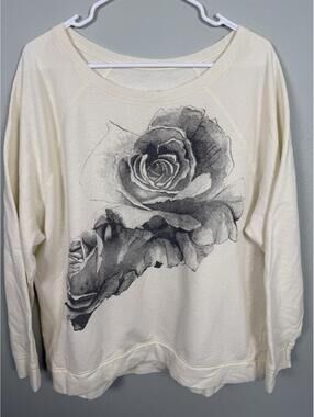 Just My Size JMS Women’s 3X Cream Sweatshirt Rose Graphic Pullover